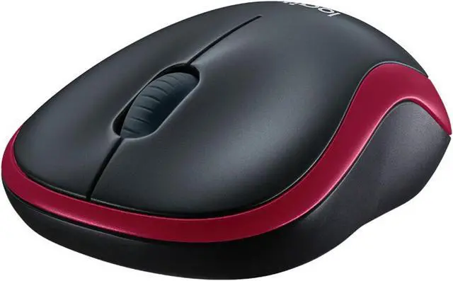 Alt view image 2 of 7 - Logitech M186 Mouse Wireless Mouse Office Mouse,  Symmetric Mouse Black with BLUE Trim with Wireless 2.4G Receiver, 1000dpi, 3buttons,for Windows® 7 or later/macOS 10.11 or later/ChromeOS, RED