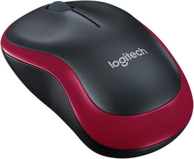 Alt view image 3 of 7 - Logitech M186 Mouse Wireless Mouse Office Mouse,  Symmetric Mouse Black with BLUE Trim with Wireless 2.4G Receiver, 1000dpi, 3buttons,for Windows® 7 or later/macOS 10.11 or later/ChromeOS, RED