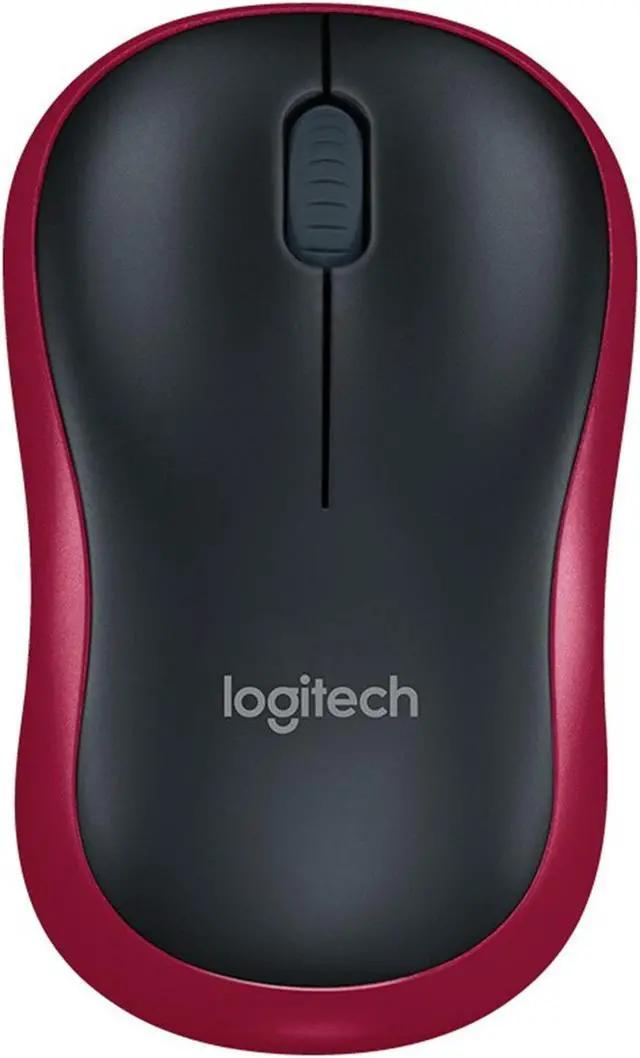 Main image of Logitech M186 Mouse Wireless Mouse Office Mouse,  Symmetric Mouse Black with BLUE Trim with Wireless 2.4G Receiver, 1000dpi, 3buttons,for Windows® 7 or later/macOS 10.11 or later/ChromeOS, RED