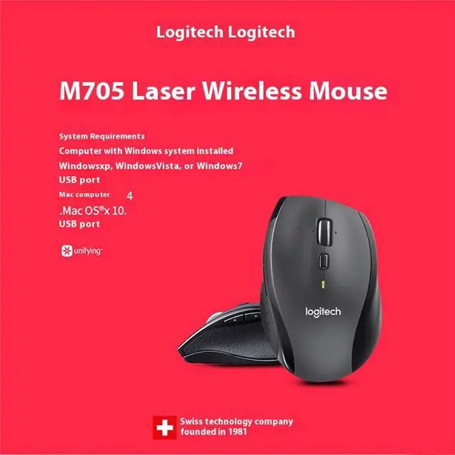 Alt view image 7 of 7 - Logitech M705 Silent  Wireless bluetooth  Mouse,  Office gaming Right Handed,  with Wireless Micro Receiver , 1000dpi, 3buttons, for Windows® 10 or later/macOS 11 or later/ChromeOS/Linux, black