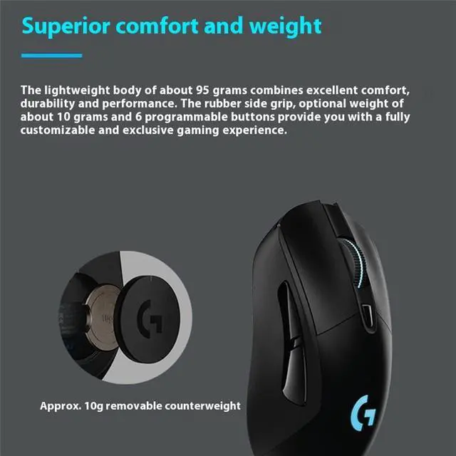 Alt view image 7 of 7 - Logitech G703 hero 25K Wireless  Silent Mouse,  Office gaming, Desktop Laptop Mouse with 2.4GB Receiver, 25600dpi, 6buttons, or Windows® 10 or later/macOS 11 or later/ChromeOS/Linux,  Black