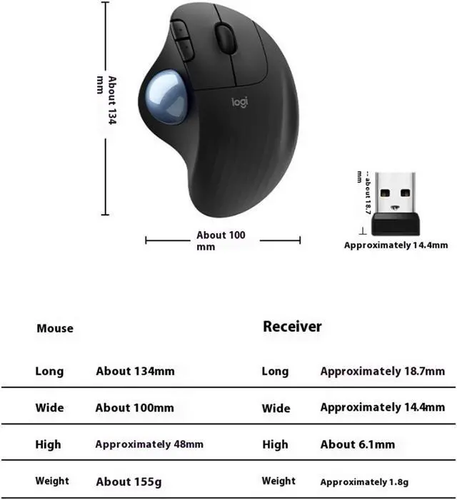 Alt view image 6 of 7 - Logitech ERGO M575S Silent Wireless Mouse,  Office, Right Handed, 2.4GB Receiver, Trackball Commercial Use,1000DPI, 5BUTTONS, , for Windows® 10 or later/macOS 11 or later/ChromeOS/Linux, Black