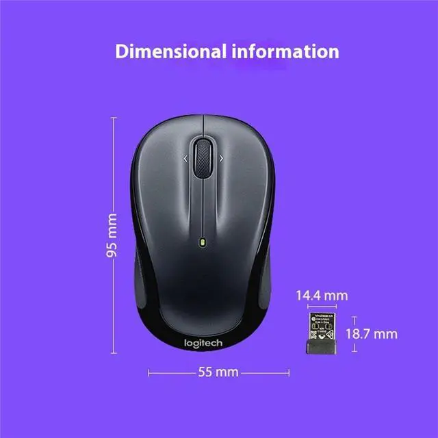 Alt view image 7 of 7 - Logitech M325 Wireless Mouse,  for Mac Laptop Mouse USB Portable Light Sound Office home  Comfortable Grip, 1000dpi,3buttons for Windows® 7 or later/macOS 10.11 or later/ChromeOS, Right Handed, black