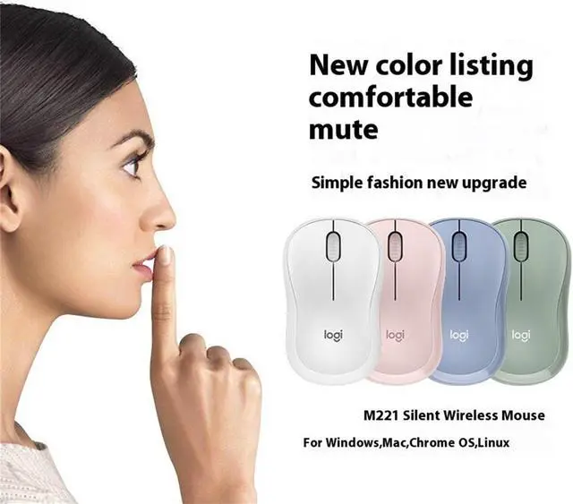 Alt view image 7 of 7 - Logitech M221 Silent Wireless Mouse,  Office home Mouse Symmetric Mouse with Wireless Micro Receiver, 1000dpi, 3buttons, for Windows® 7 or later/macOS 10.11 or later/ChromeOS, pink