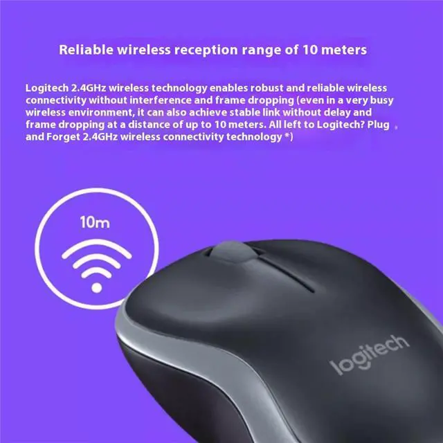Alt view image 6 of 7 - Logitech M186 Mouse Wireless Mouse Office Mouse,  Symmetric Mouse Black with BLUE Trim with Wireless 2.4G Receiver, 1000dpi, 3buttons,for Windows® 7 or later/macOS 10.11 or later/ChromeOS, RED