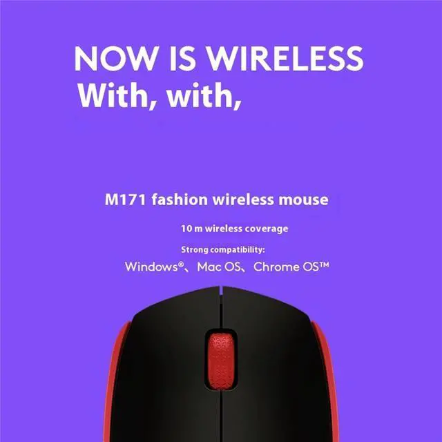 Alt view image 6 of 7 - Logitech M170 Wireless Office Mouse, 1000dpi,  Symmetrical Colorful with 2.4G Receiver,  for Windows® 7 or later/macOS 10.11 or later/ChromeOS,  RED BLACK