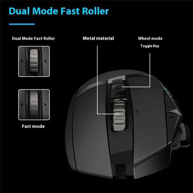 Alt view image 7 of 7 - Logitech (G) G502  HERO  Wired Gaming Mouse,    RGB with Weighted Macro Programming, 25600DPI, 11buttons,  Laptop Big Hand Mouse, for Windows® 7 or later/macOS 10.11 or later/ChromeOS, BLACK