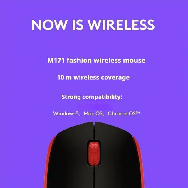 Alt view image 4 of 7 - Logitech M171 Wireless Office Mouse, 1000dpi,  Symmetrical Colorful with 2.4G Receiver,  for Windows® 7 or later/macOS 10.11 or later/ChromeOS,  BLACK
