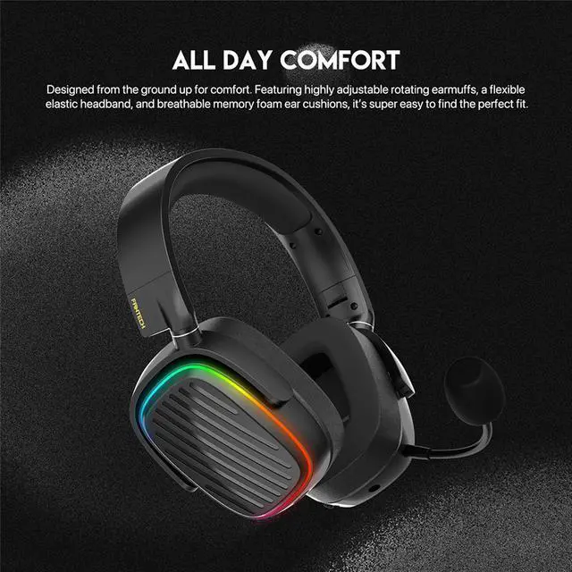 Alt view image 5 of 7 - FANTECH HARMONY WHG02 wireless bluetooth headphones with tri mode connection,4OMM DRVERS FOR CEAR AUDO,Black