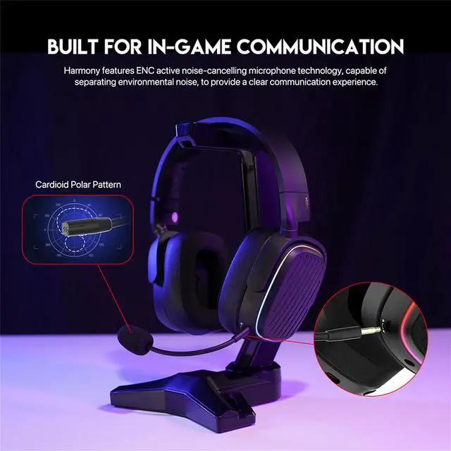 Alt view image 6 of 7 - FANTECH HARMONY WHG02 wireless bluetooth headphones with tri mode connection,4OMM DRVERS FOR CEAR AUDO,White