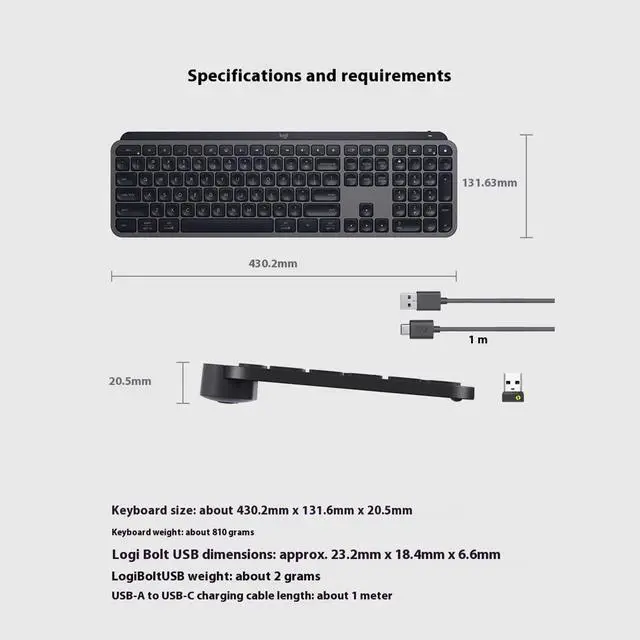 Alt view image 7 of 7 - LOGITECH MX Keys S Advanced Wireless bluetooth backlight Keyboard, Logi Options+, FileVault, Bolt USB ,  Windows 10,11 /macOS 10.15 /Linux/Chrome or later, Easy-switch, 104 keys, white