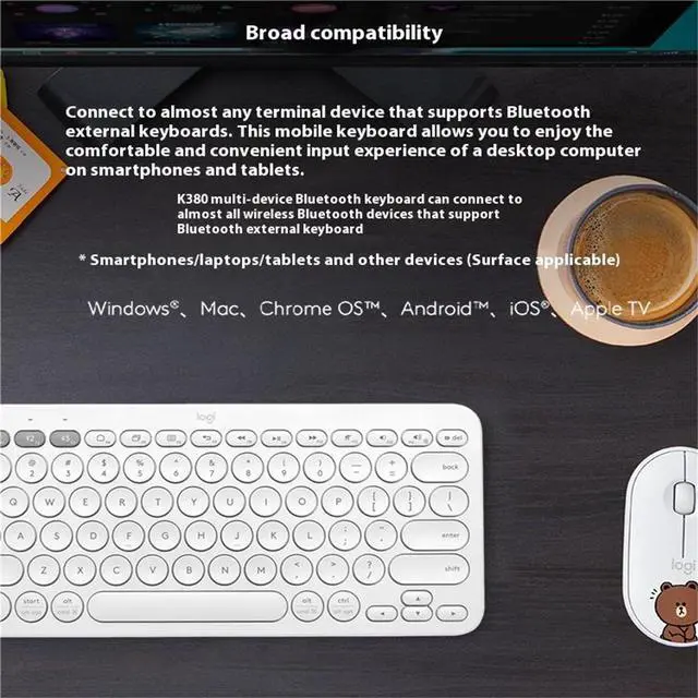 Alt view image 4 of 7 - Logitech K380 wireless Bluetooth Keyboard for MAC,   Silent ,  Multi-Device Stylish , Chocolate Keys , for macOS 10.15/iOS 14 /iPadOS 14 /Android 7/Chrome or later, 5 million knocks,  BLACK