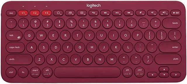 Main image of Logitech K380 wireless Bluetooth Keyboard for MAC,   Silent ,  Multi-Device Stylish , Chocolate Keys , for macOS 10.15/iOS 14 /iPadOS 14 /Android 7/Chrome or later, 5 million knocks, RED