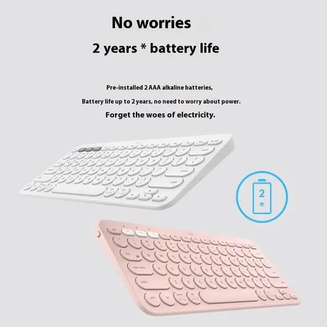Alt view image 2 of 7 - Logitech K380 wireless Bluetooth Keyboard for MAC,   Silent ,  Multi-Device Stylish , Chocolate Keys , for macOS 10.15/iOS 14 /iPadOS 14 /Android 7/Chrome or later, 5 million knocks, RED