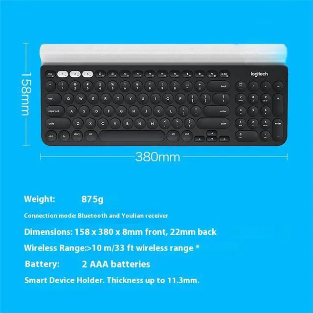 Alt view image 7 of 7 - Logitech K780 Multi-Device Wireless bluetooth Keyboard, 10 million knocks,  office and comfort.for Windows 10,11 /macOS 10.15 /Linux/Chrome/iPadOS 13.4 /iOS 11/Android 7.0  or later, BLACK