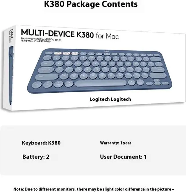 Alt view image 7 of 7 - Logitech K380 wireless Bluetooth Keyboard for MAC,   Silent ,  Multi-Device Stylish , Chocolate Keys , for macOS 10.15/iOS 14 /iPadOS 14 /Android 7/Chrome or later, 5 million knocks,  PURPLE
