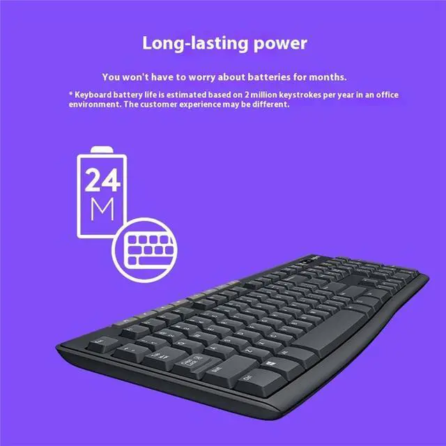Alt view image 6 of 7 - Logitech K270 Wireless Keyboard,  Office / Laptop /Membrane, Full Size, 108 Keys with Uplink Receiver,5 million knocks, for Windows 10,11 or later, BLACK