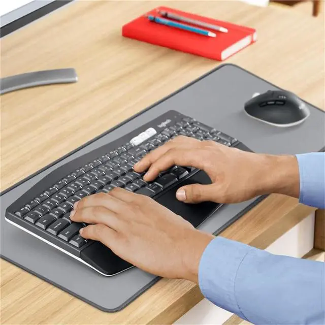 Alt view image 6 of 7 - Logitech MK850 Wireless bluetooth Keyboard &  Mouse Sets, Music Control, 2 Million Keystrokes, Programmable, padded palm rest, Wave-shaped , for Windows/macOS/USB/ChromeOS/Linux®, black