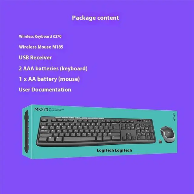 Alt view image 6 of 7 - Logitech MK270  Nano  Wireless Keyboard &  Mouse Sets,  Computer Desktop Notebook, 2 million keystrokes, full-size,for ChromeOS/Windows® 10,11 or higher/USB, black