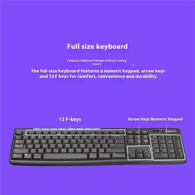 Alt view image 7 of 7 - Logitech MK270  Nano  Wireless Keyboard &  Mouse Sets,  Computer Desktop Notebook, 2 million keystrokes, full-size,for ChromeOS/Windows® 10,11 or higher/USB, black