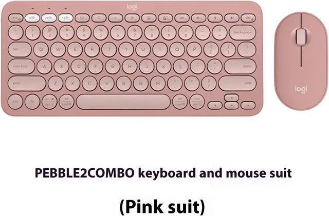 Alt view image 2 of 7 - Logitech Pebble 2 Combo  Wireless bluetooth Keyboard &  Mouse Sets, for ChromeOS, Windows(10/11/ or higher), USB, Thin and light multi-device with customizable keys and buttons, Silent Touch, pink
