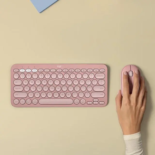 Alt view image 6 of 7 - Logitech Pebble 2 Combo  Wireless bluetooth Keyboard &  Mouse Sets, for ChromeOS, Windows(10/11/ or higher), USB, Thin and light multi-device with customizable keys and buttons, Silent Touch, pink