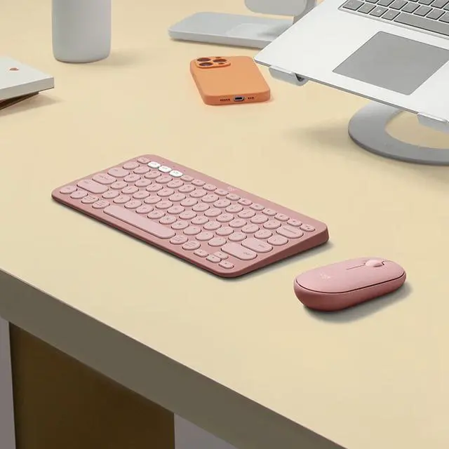 Alt view image 4 of 7 - Logitech Pebble 2 Combo  Wireless bluetooth Keyboard &  Mouse Sets, for ChromeOS, Windows(10/11/ or higher), USB, Thin and light multi-device with customizable keys and buttons, Silent Touch, pink