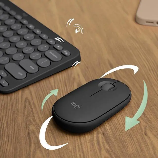 Alt view image 5 of 7 - Logitech Pebble 2 Combo  Wireless bluetooth Keyboard &  Mouse Sets, for ChromeOS, Windows(10/11/ or higher), USB, Thin and light multi-device with customizable keys and buttons, Silent Touch, black