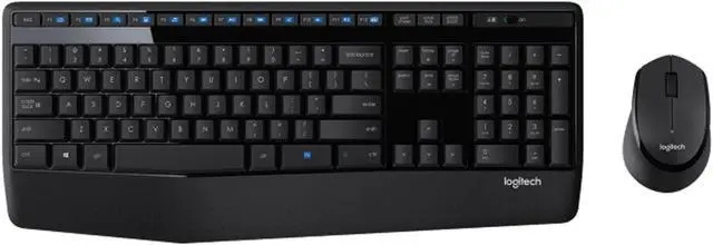 Main image of Logitech MK345 Wireless Keyboard &  Mouse Sets, splash-proof, full-size, for ChromeOS, Windows(10/11/ or higher), USB, with Palm Rest,Height Adjustable, Special buttons: Music control,  black