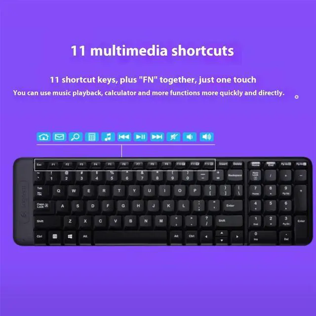 Alt view image 6 of 7 - Logitech MK220  Wireless Keyboard &  Mouse Sets, Office gaming,  11 multimedia keys,  Kit Plug and Play,104keys, for Windows VistaWindows XPWin7Win8Win10, Desktop USB, black
