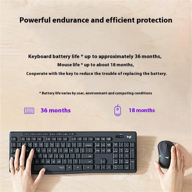 Alt view image 7 of 7 - Logitech MK295  SilentTouch Wireless Keyboard &  Mouse Sets,  Computer Height adjustable keyboard, splash-proof, full-size, Convenience and comfort, for ChromeOS, Windows(10/11/ or higher), USB, white