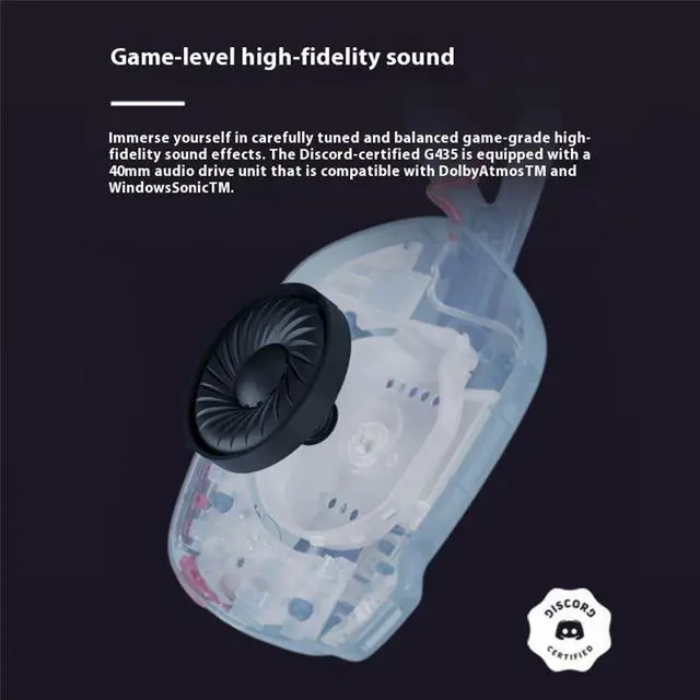 Alt view image 6 of 7 - Logitech G435 Wireless Bluetooth Gaming Headset with Microphone, HD Sound Quality, USB 2.0, type A, for Windows® 10macOS® X 10.14PlayStation 5 or 4Nintendo Switch, Dolby Atmos,white blue