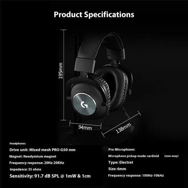 Alt view image 7 of 7 - Logitech GPROX Pro Player Gaming Wired Headset with Microphone,  7.1 surround sound, Blue VOICE broadcast filter, External USB sound card ,PRO-G 50mm audio drivers, for Windows® 7 or higher, black
