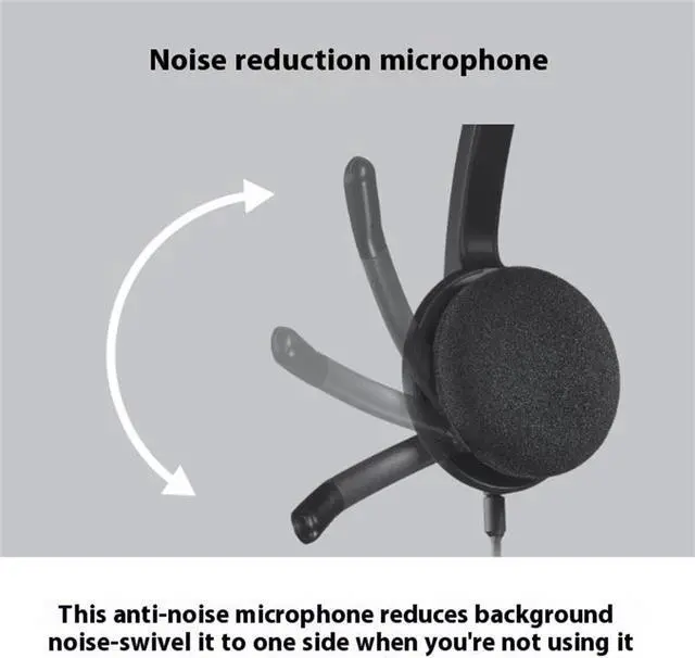 Alt view image 5 of 7 - Logitech H340 USB Wired Computer Headset with Microphone, Multifunction Digital Sound, Noise Cancelling Microphone, Adjustable Headband,  for Windows®, macOS or ChromeOS, Black