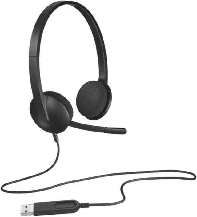 Alt view image 3 of 7 - Logitech H340 USB Wired Computer Headset with Microphone, Multifunction Digital Sound, Noise Cancelling Microphone, Adjustable Headband,  for Windows®, macOS or ChromeOS, Black
