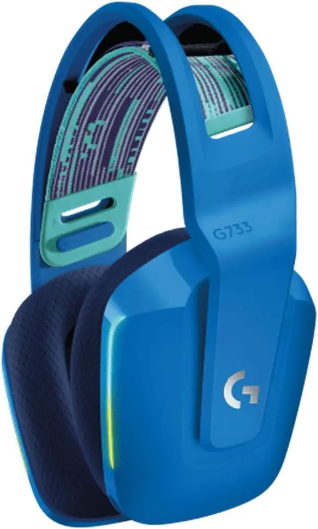 Alt view image 3 of 7 - Logitech G733 Lightweight Wireless Bluetooth Gaming Headset with Microphone, RGB Lighting, Wireless 20 meters,  USB 2.0, for Windows® 10/macOS 10.12/PlayStation® 4/game consoles,  type A, BLUE