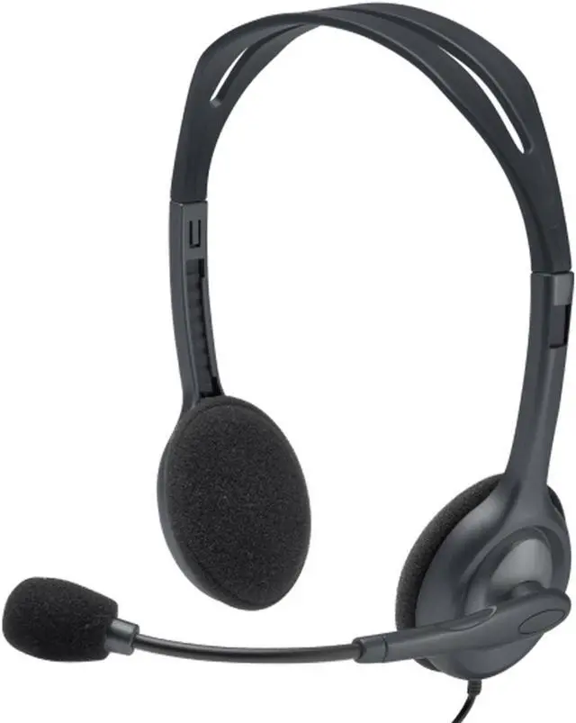 Main image of Logitech H110 Wired Stereo Headset with Microphone, 3.5mm Plug, Adjustable Headband, voice monitoring, USB, for window macOS ChromeOS all major calling platforms,  Black