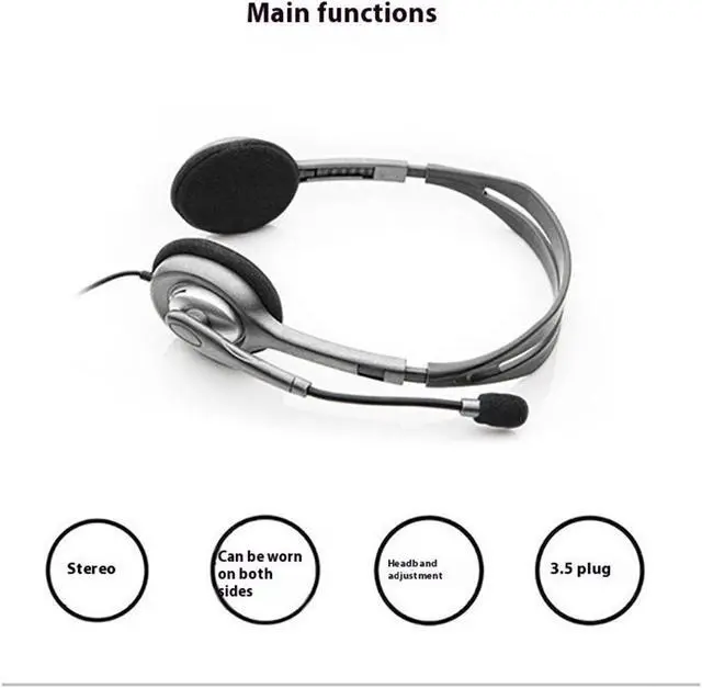 Alt view image 5 of 7 - Logitech H111 USB Wired Stereo Headset with Microphone, 3.5mm Plug, Adjustable Headband,  multi-device, for Windows®, macOS or ChromeOS and all major calling platforms,  Black