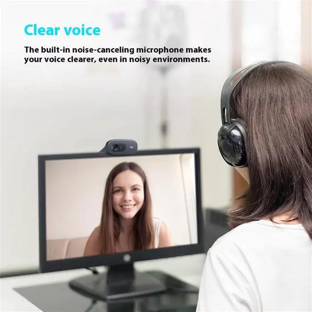 Alt view image 4 of 7 - Logitech C270i Wired HD Webcam, Widescreen Format, camera, Auto Light Correction, for laptops, LCDs or monitors, for Windows 8/macOS 10/USB-A port or later /mainstream calling platforms, Black