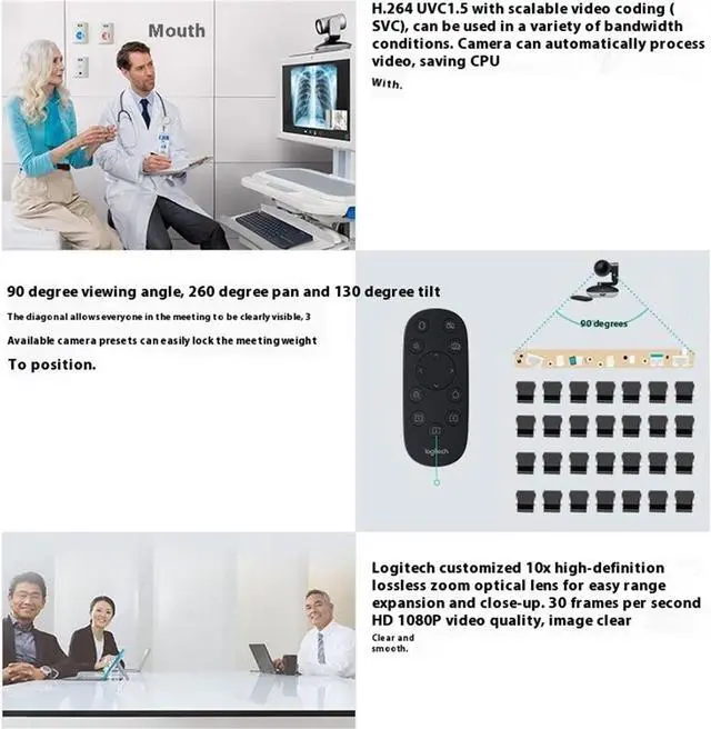 Alt view image 7 of 7 - Logitech CC2900EP Wired HD Webcam, 60 fps /1080p Live Streaming Camera with Pan/Tilt and Zoom, FOR Windows/macOS,H.264 UVC 1.5 , Auto Focus, 10x HD zoom, 3 camera preset and reset buttons,LED, Black