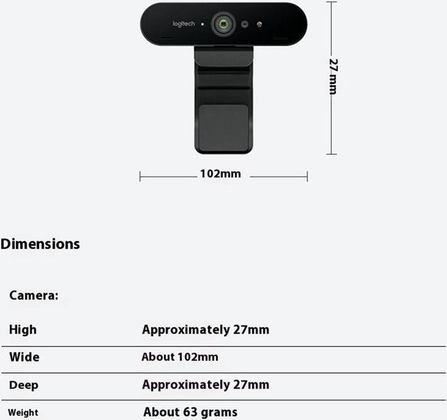 Alt view image 3 of 7 - Logitech BRIO C1000E Wired 4K Ultra HD Webcam, Professional-Grade Commercial , Live Webcam, Auto Light Correction, HDR and Windows Hello Support, 4K/30fps,  FOR Windows/macOS/ChromeOS, Black