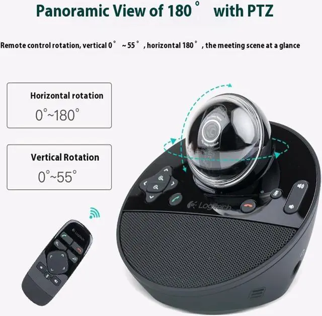 Alt view image 2 of 7 - Logitech BCC950 Wired HD Commercial Webcam, All-in-One Video Conferencing System, for groups of 1-4 people,  speaker phone and remote control, FOR Windows/macOS,  USB, black