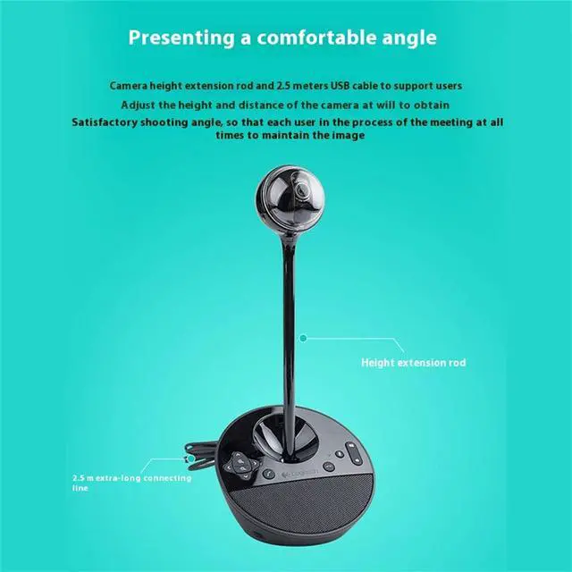 Alt view image 5 of 7 - Logitech BCC950 Wired HD Commercial Webcam, All-in-One Video Conferencing System, for groups of 1-4 people,  speaker phone and remote control, FOR Windows/macOS,  USB, black