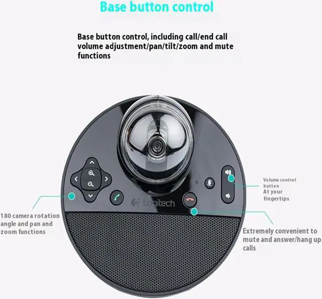 Alt view image 3 of 7 - Logitech BCC950 Wired HD Commercial Webcam, All-in-One Video Conferencing System, for groups of 1-4 people,  speaker phone and remote control, FOR Windows/macOS,  USB, black