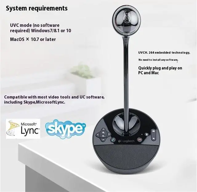 Alt view image 4 of 7 - Logitech BCC950 Wired HD Commercial Webcam, All-in-One Video Conferencing System, for groups of 1-4 people,  speaker phone and remote control, FOR Windows/macOS,  USB, black