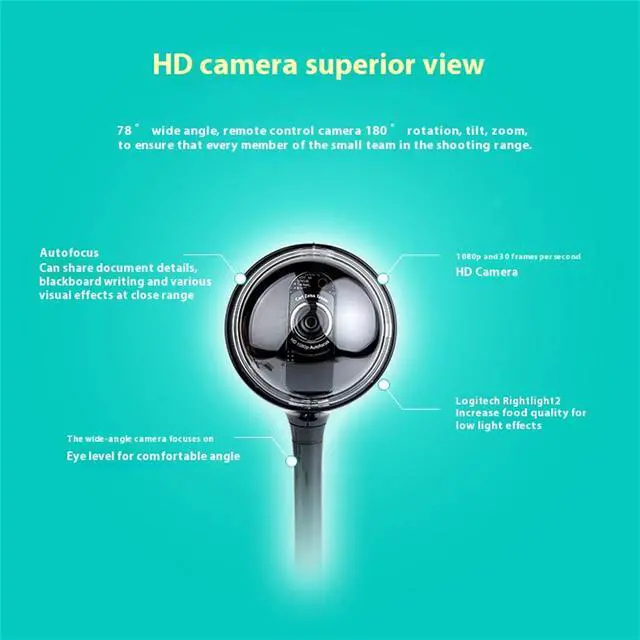 Alt view image 6 of 7 - Logitech BCC950 Wired HD Commercial Webcam, All-in-One Video Conferencing System, for groups of 1-4 people,  speaker phone and remote control, FOR Windows/macOS,  USB, black
