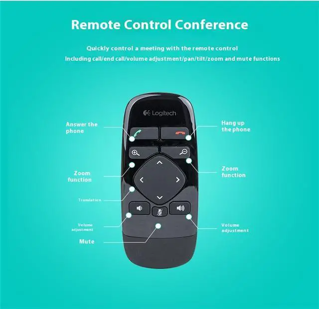 Alt view image 7 of 7 - Logitech BCC950 Wired HD Commercial Webcam, All-in-One Video Conferencing System, for groups of 1-4 people,  speaker phone and remote control, FOR Windows/macOS,  USB, black