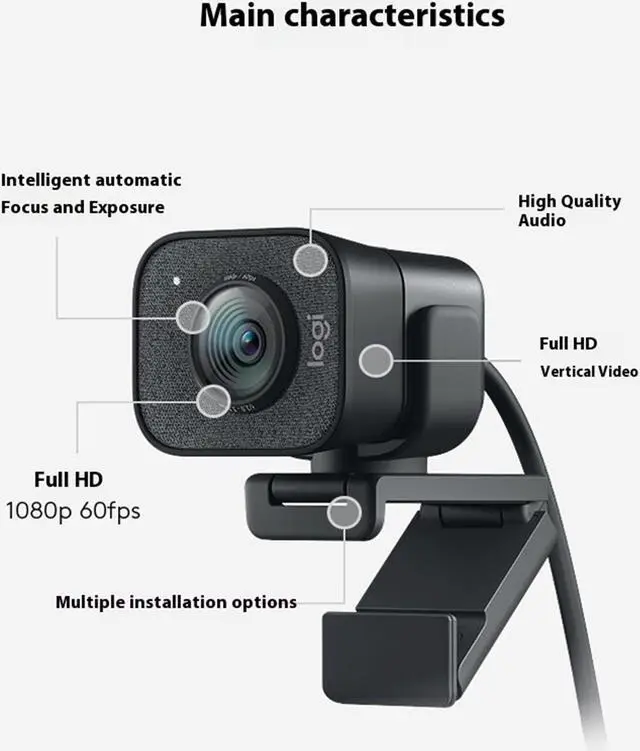 Alt view image 4 of 7 - Logitech STREAMCAM Wired HD Webcam, 60 fps /1080p Live Streaming Camera, Auto Light Correction, Auto Focus, f/2.0 - Focal length 3.7 mm,  78° , White LED, Stereo or dual mono, Black