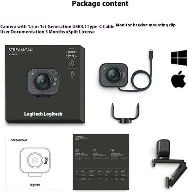 Alt view image 7 of 7 - Logitech STREAMCAM Wired HD Webcam, 60 fps /1080p Live Streaming Camera, Auto Light Correction, Auto Focus, f/2.0 - Focal length 3.7 mm,  78° , White LED, Stereo or dual mono, Black