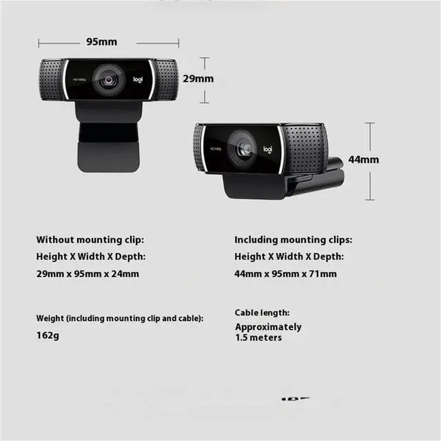 Alt view image 5 of 7 - Logitech C922 RPO  Wired HD Commercial Webcam, 1080p/30fps, Auto Light Correction, Stereo Microphone,3MP,  78°, USB-A, RightLight 2 , for laptops, LCDs or monitors, Windows/macOS/ChromeOS,  Black